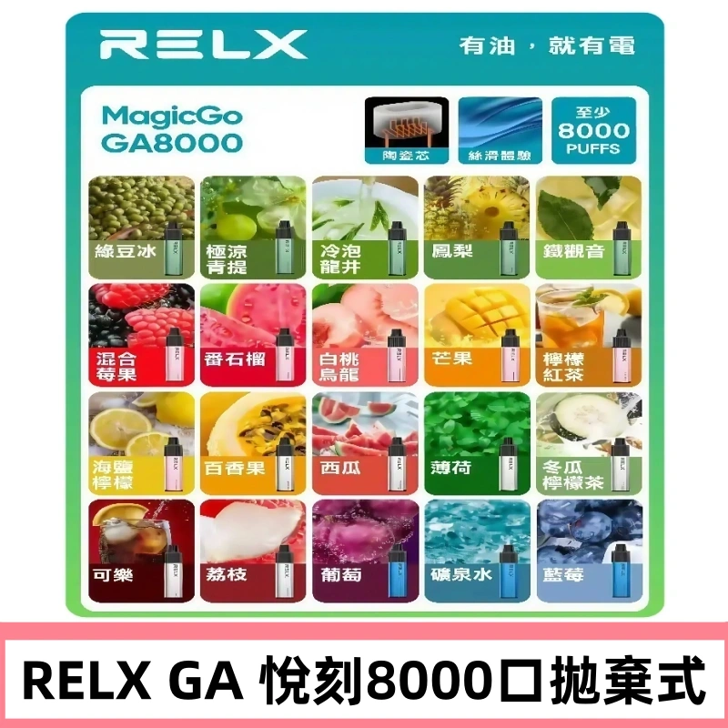 悅刻RELXGA8000拋棄式電子煙 8000口免充電一次性#台灣現貨#